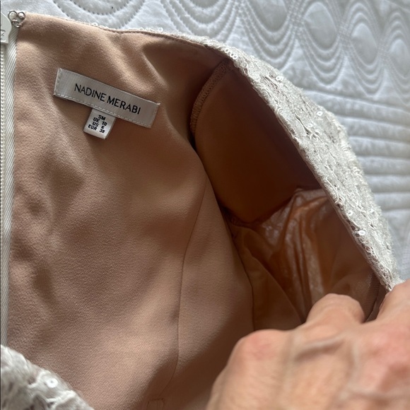 NADINE MERABI Carly Sequins  Mini Dress with detatchable belt and Feather Detail - Picture 14 of 15